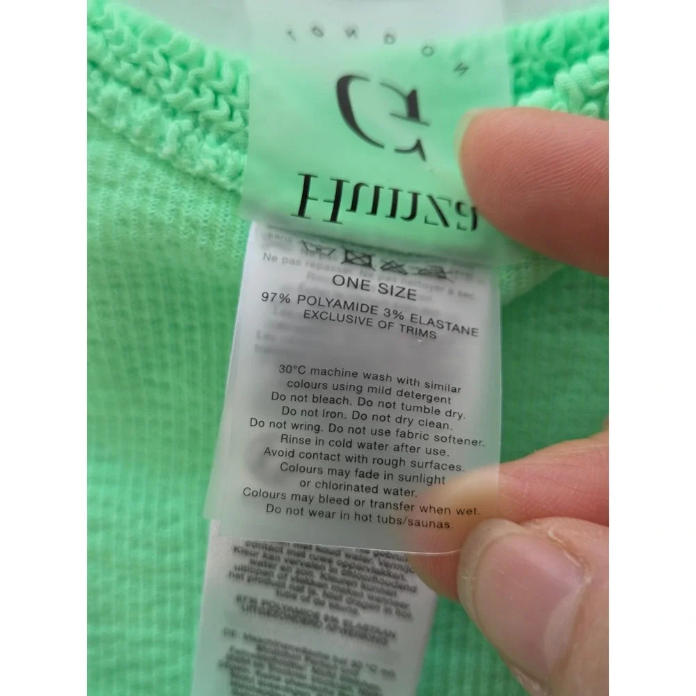 Hunza G Xandra Juno Crinkle Bikini Set One Size Neon Green Two Piece Swimsuit